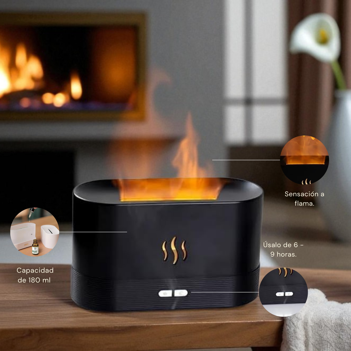 Elevo - Difusor de Aroma con Efecto de Flama